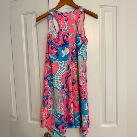 Lilly Pulitzer Melle Trapeze Dress XS Coral Reef I'm So Jelly with stains - Picture 3 of 13